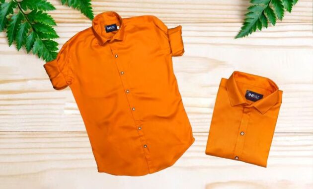 Men orange dress shirt