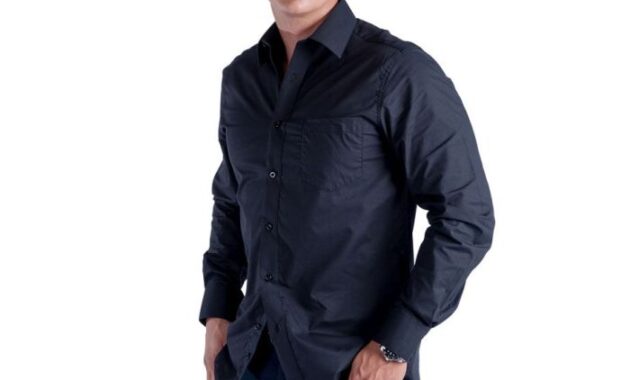 Black button down mens dress shirt