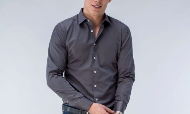 Grey dress shirt men