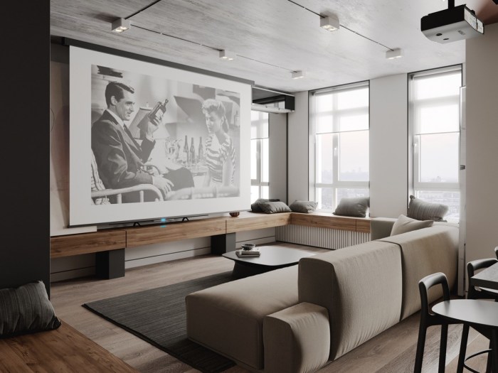 How to decorate a projector wall living room