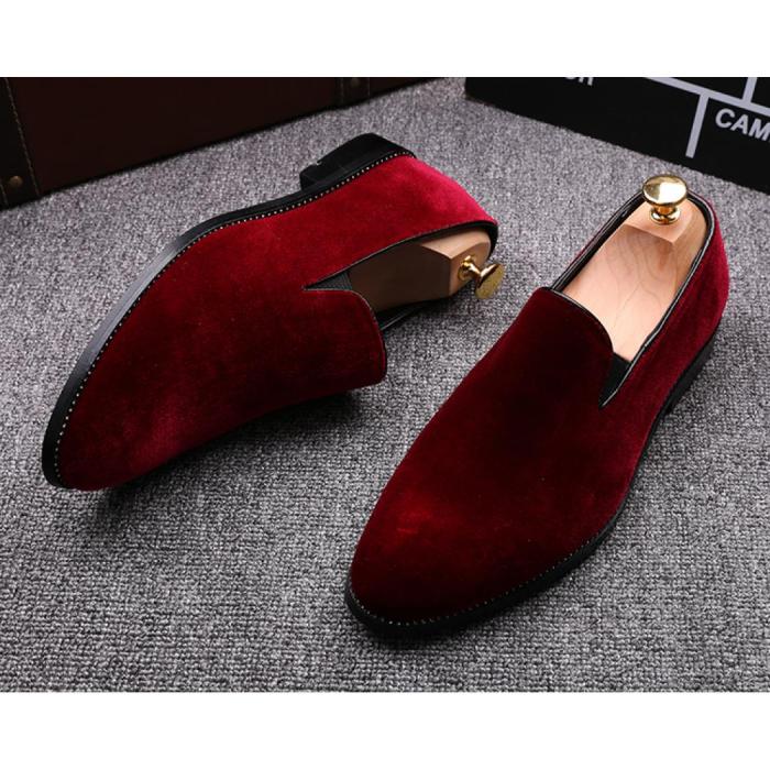 Red velvet dress shoes mens